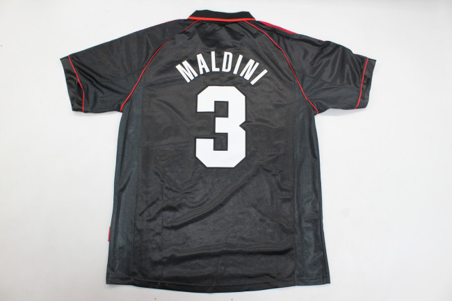 with Serie A Patch Retro Jersey 1998-1999 AC Milan MALDINI Third Away Black Soccer Jersey Vintage AC Football Shirt