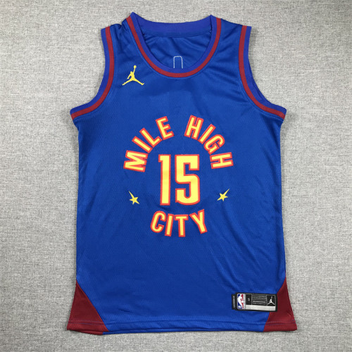 Youth Kids 2023 Statement Edition Denver Nuggets 15 JOKIC Dark Blue NBA Jersey Child Basketball Shirt