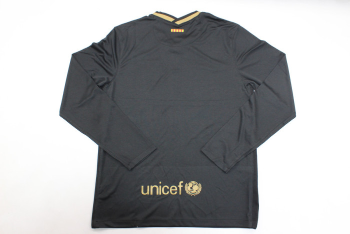 Long Sleeve Retro Jersey 2020-2021 Barcelona Away Black Vintage Soccer Jersey