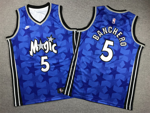 Youth Kids Orlando Magic 5 BANCHERO Blue NBA Jersey Child Basketball Shirt