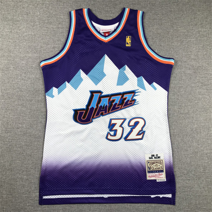 Youth Mitchell&ness 1996-97 Utah Jazz 32 MALONE Purple NBA Jersey Child Seattle SuperSonics Basketball Shirt