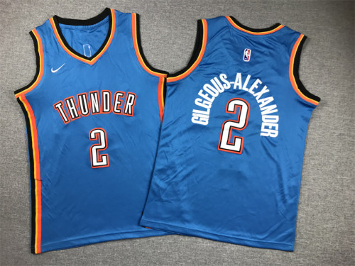 Youth Kids 2024 City Edition Oklahoma City Thunder GIL GEOUS-ALEXANDER 2 Blue NBA Jersey Child Basketball Shirt