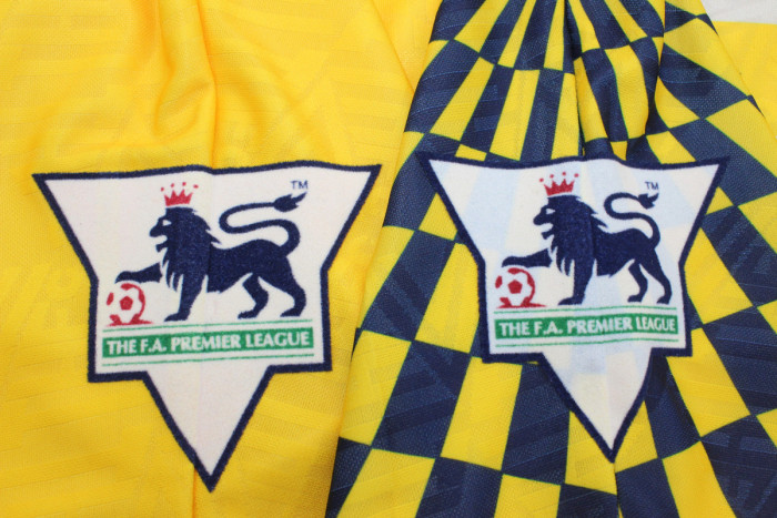 with EPL Patch Retro Jersey 1992-1995 TOT Away Yellow Soccer Jersey Spurs Vintage Football Shirt