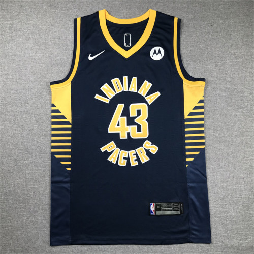 Indiana Pacers 43 SIAKAM Dark Blue NBA Shirt Basketball Jersey