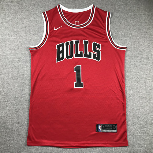 with New Material Chicago Bulls 1 ROSE Red Basketball Shirt NBA Jersey