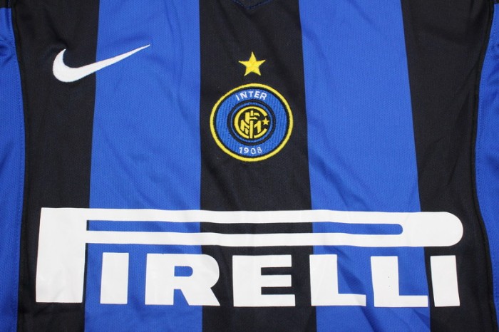 with Serie A Patch Long Sleeve Retro Jersey 2004-2005 Inter Milan Home Soccer Jersey Vintage Football Shirt