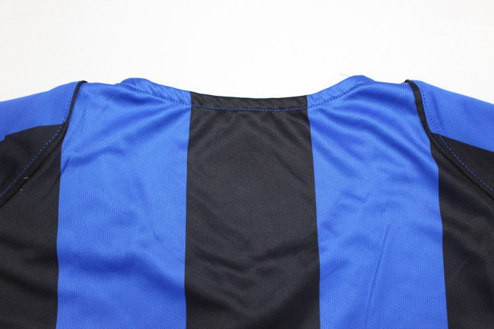 with Serie A Patch Long Sleeve Retro Jersey 2004-2005 Inter Milan J.ZANETTI 4 Home Soccer Jersey Vintage Football Shirt