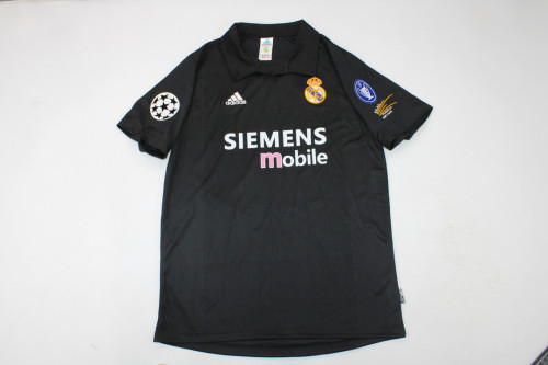 with UCL Patch Retro Jersey 2002-2003 Real Madrid Away Black Soccer Jersey Vintage Football Shirt