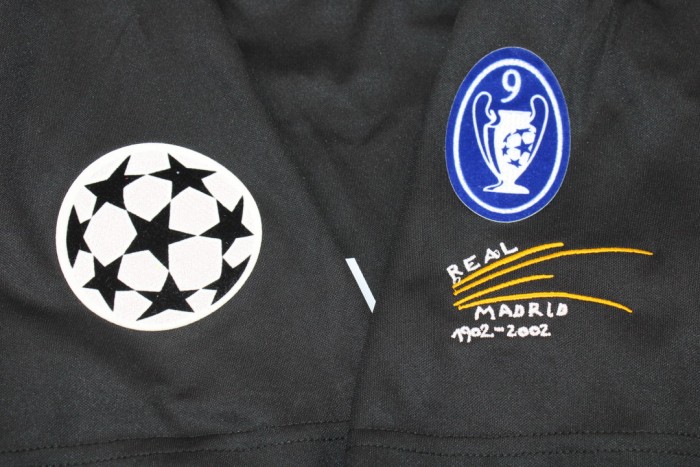 with UCL Patch Retro Jersey 2002-2003 Real Madrid Away Black Soccer Jersey Vintage Football Shirt