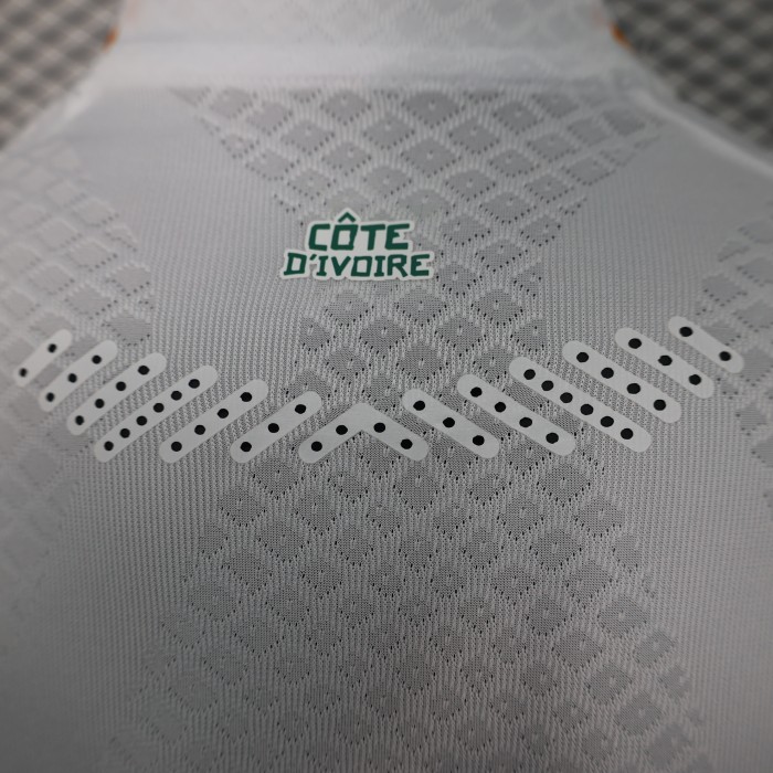 with 3 Stars+African Cup Patch 2024 Player Version Ivory Coast Football Shirt Côte d'Ivoire White Soccer Jersey