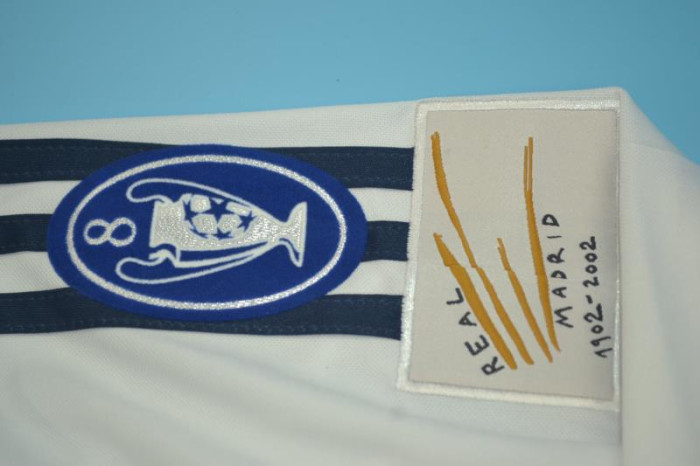 with UCL Patch Long Sleeve Retro Jersey 2001-2002 Real Madrid Home Soccer Jersey