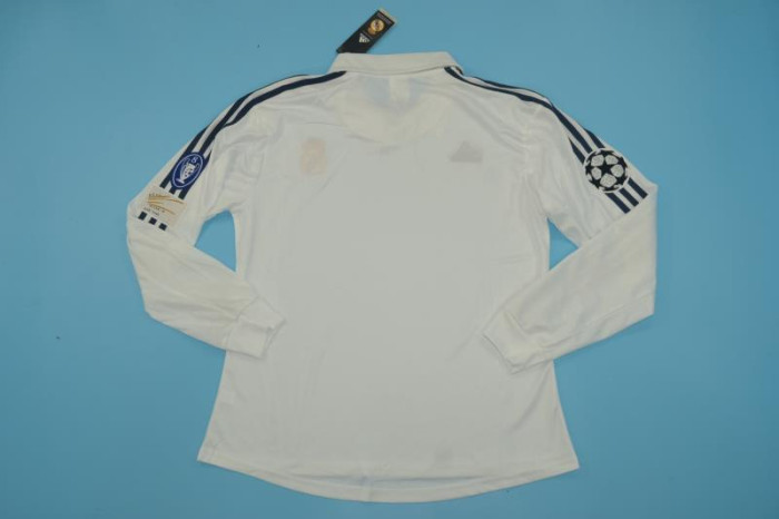 with UCL Patch Long Sleeve Retro Jersey 2001-2002 Real Madrid Home Soccer Jersey