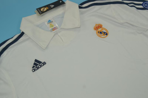 with UCL Patch Long Sleeve Retro Jersey 2001-2002 Real Madrid Home Soccer Jersey