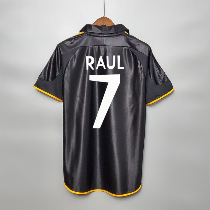Retro Jersey 1998-2000 Real Madrid RAUL 7 Away Black Soccer Jersey Vintage Football Shirt