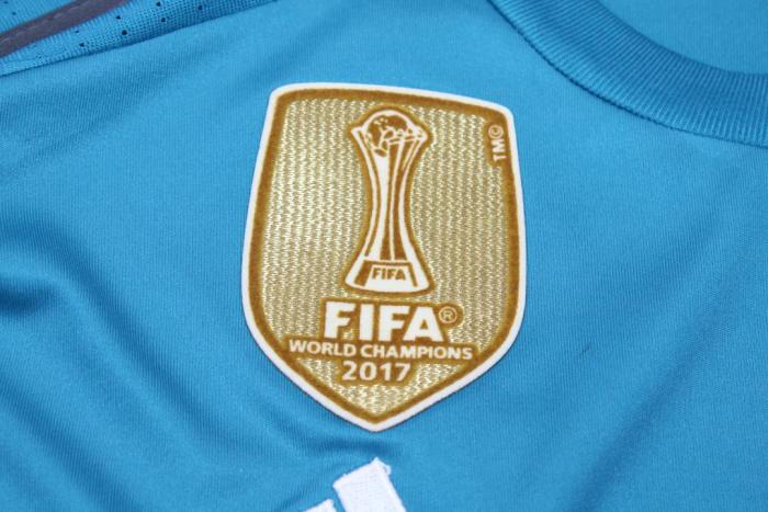 with FIFA Golden+UCL Patch Retro Jersey Long Sleeve 2017-2018 Real Madrid 7 RONALDO Third Away Soccer Jersey Vintage Real Camisetas de Futbol
