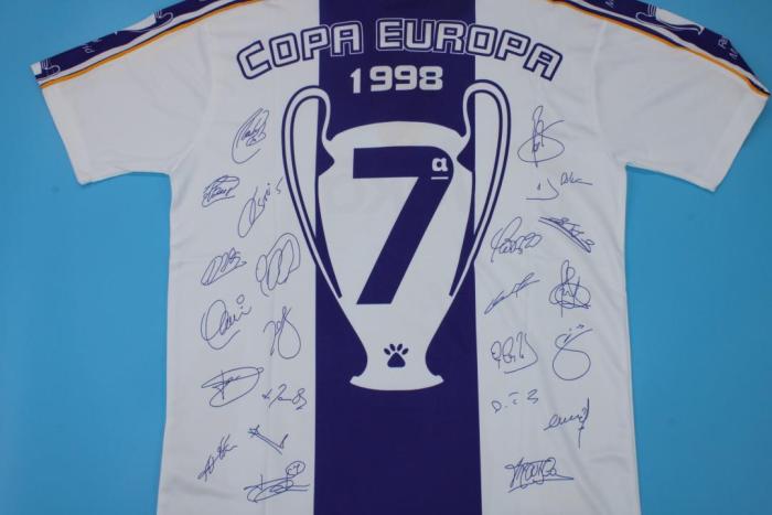 Retro Jersey 1997-1998 Real Madrid Champions League 7 COPA EUROPA Commemorative Edition Soccer Jersey