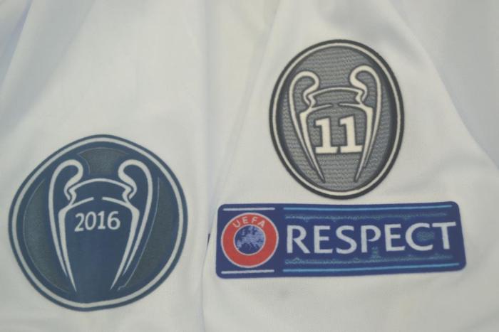 with FIFA Golden+UCL Patch Long Sleeve Retro Jersey Real Madrid 2015-2016 SERGIO RAMOS 4 Home Soccer Jersey White Vintage Real Camisetas de Futbol