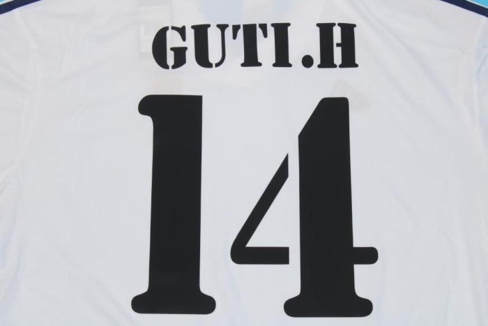 with UCL Patch Long Sleeve Retro Jersey 2001-2002 Real Madrid GUTI. H 14 Home Soccer Jersey
