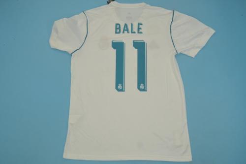 with Golden FIFA+Front Lettering+UCL Patch Retro Jersey 2017-2018 Real Madrid BALE 11 Home Soccer Jersey