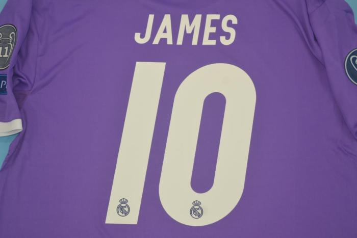 Retro Jersey Real Madrid 2016-2017 JAMES 10 Away Purple Soccer Jersey Vintage Football Shirt