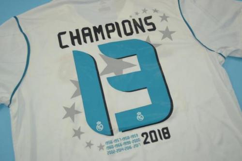 with Golden FIFA+Front Lettering+UCL Patch Retro Jersey 2017-2018 Real Madrid CHAMPIONS 13 Home Soccer Jersey