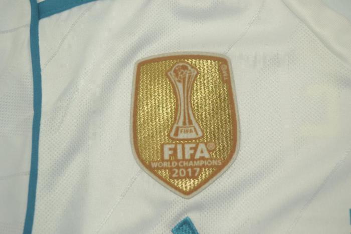 with Golden FIFA+Front Lettering+UCL Patch Retro Jersey 2017-2018 Real Madrid BALE 11 Home Soccer Jersey