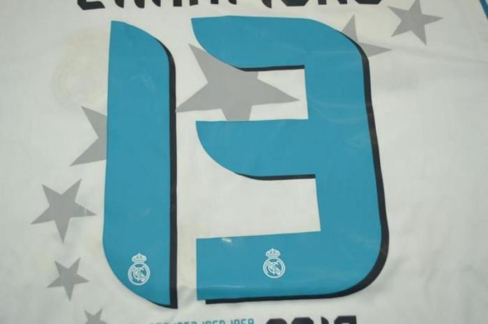 with Golden FIFA+Front Lettering+UCL Patch Retro Jersey 2017-2018 Real Madrid CHAMPIONS 13 Home Soccer Jersey