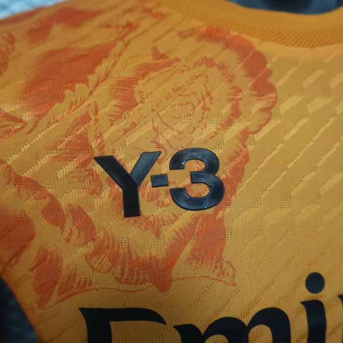 Player Version 2024 Y-3 Real Madrid Orange Soccer Jersey Real Football Shirt