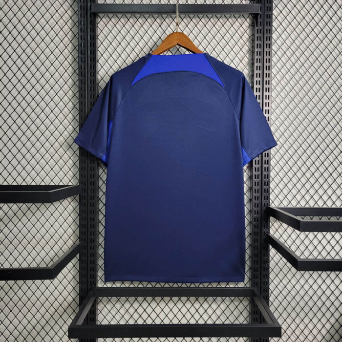 with Sponor Logo Fans Version 2023-2024 Atletico Madrid 4th Away Blue Soccer Jersey