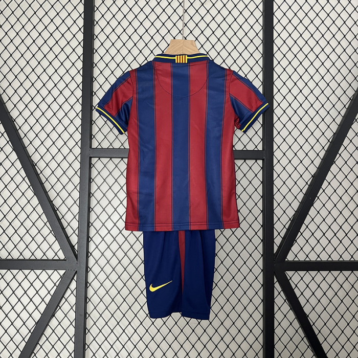 Retro Youth Uniform 2009-2010 Barcelona Home Soccer Jersey Shorts Vintage Child Football Kit