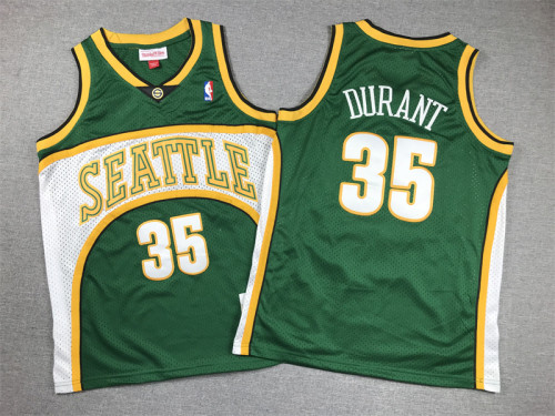 Youth Mitchell&ness 2007-2008 Oklahoma City Thunder 35 DURANT Green NBA Jersey Child Seattle SuperSonics Basketball Shirt