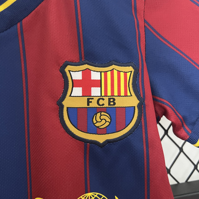 Retro Youth Uniform 2009-2010 Barcelona Home Soccer Jersey Shorts Vintage Child Football Kit