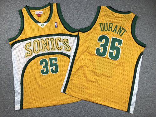 Youth Mitchell&ness 2007-2008 Oklahoma City Thunder 35 DURANT Yellow NBA Jersey Child Seattle SuperSonics Basketball Shirt