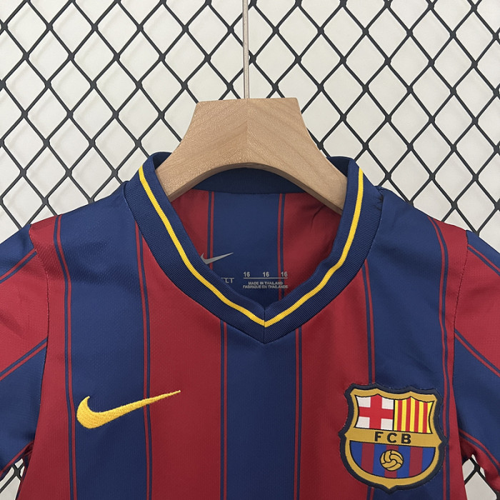 Retro Youth Uniform 2009-2010 Barcelona Home Soccer Jersey Shorts Vintage Child Football Kit