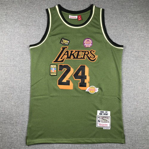 Mitchell&ness 1996-97 Los Angeles Lakers 24 Kobe Bryant Basketball Shirt Green NBA Jersey