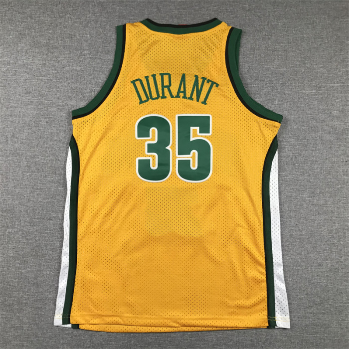 Youth Mitchell&ness 2007-2008 Oklahoma City Thunder 35 DURANT Yellow NBA Jersey Child Seattle SuperSonics Basketball Shirt