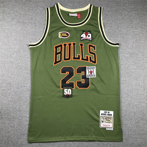 Mitchell&ness 1997-98 Chicago Bulls 23 JORDAN Basketball Shirt Green NBA Jersey
