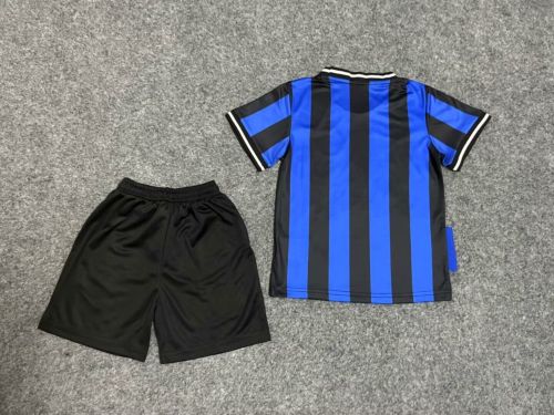 Retro Youth Uniform Kids Kit 2010-2011 Inter Milan Home Soccer Jersey Shorts Vintage Child Football Set