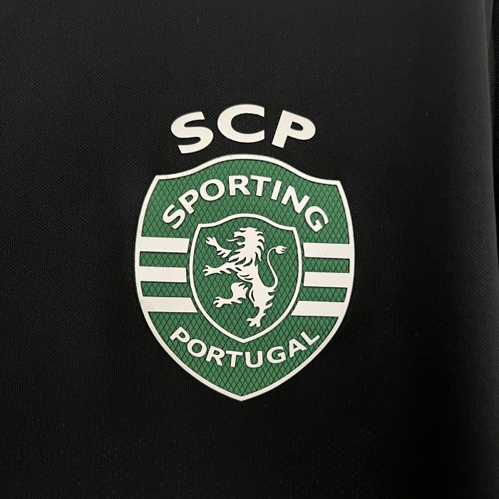 Lisbon Camisetas de Futbol Fan Version 2023-2024 Sporting Lisbon Fourth Away Black Soccer Jersey