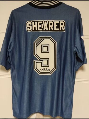 with EPL Patch Retro Jersey 1996-1997 Newcastle United SHEARER 9 Away Blue Soccer Jersey Vintage Football Shirt