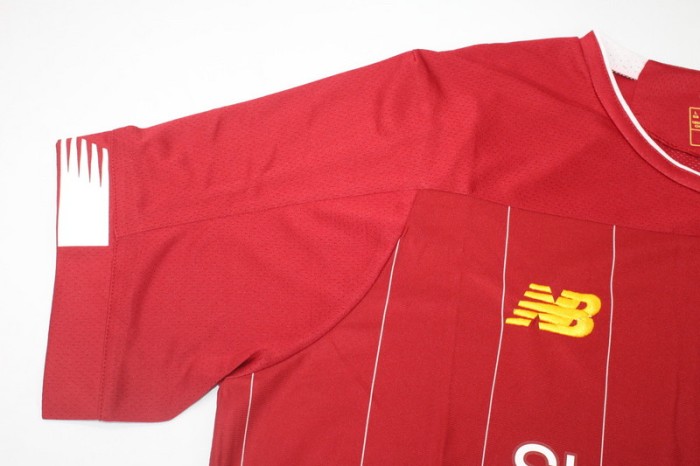 with Golden FIFA+UCL Patch Retro Jersey 2019-2020 Liverpool Home Soccer Jersey Vintage Football Shirt