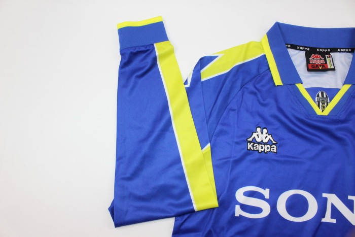 Long Sleeve Retro Jersey 1996-1997 Juventus DEL PIERO 10 Away Blue Soccer Jersey Vintage Maillot de Foot