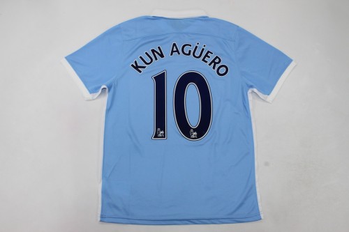 Retro Jersey 2015-2016 Manchester City KUN AGUERO 10 Home Soccer Jersey Vintage Man City Football Shirt