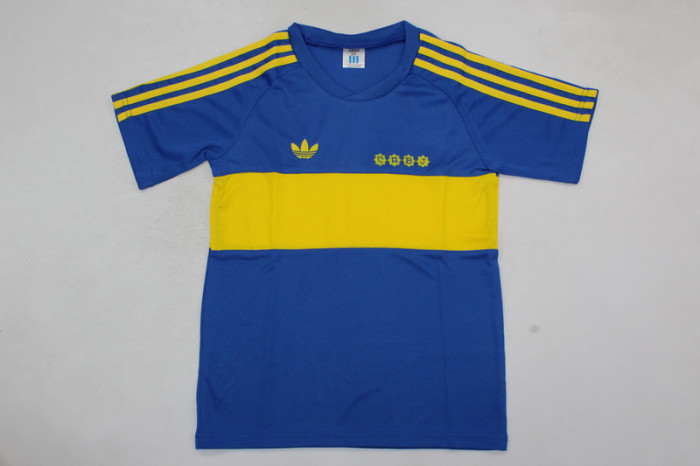 Retro Kids Kit Youth Uniform 1981 Boca Juniors Home Soccer Jersey Shorts Child Vintage Football Kit