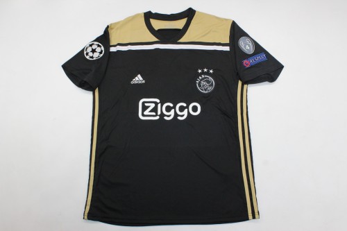with UCL Patch Retro Jersey 2018-2019 Ajax DE JONG 21 Away Black Soccer Jersey Vintage Football Shirt