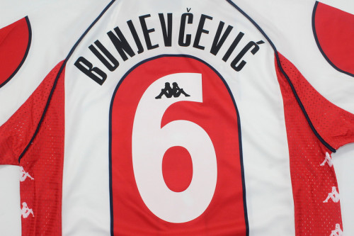 Retro Crvena zvezda Football Shirt 1999-2001 Vintage Red Star Belgrade BUNJEVCEVIC 6 Home Soccer Jersey