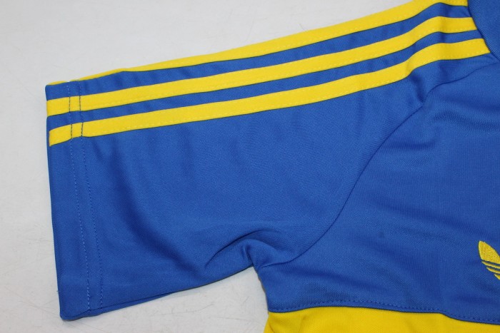 Retro Kids Kit Youth Uniform 1981 Boca Juniors Home Soccer Jersey Shorts Child Vintage Football Kit