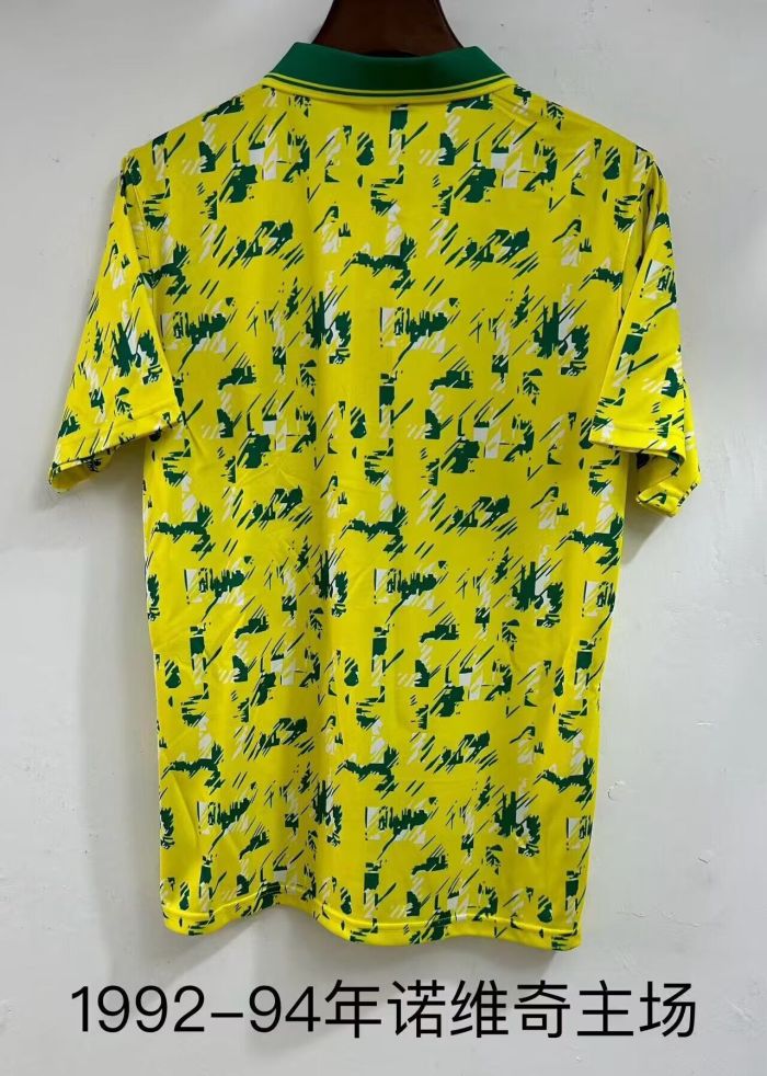 Retro Jersey 1992-1994 Norwich City Home Soccer Jersey Vintage Football Shirt