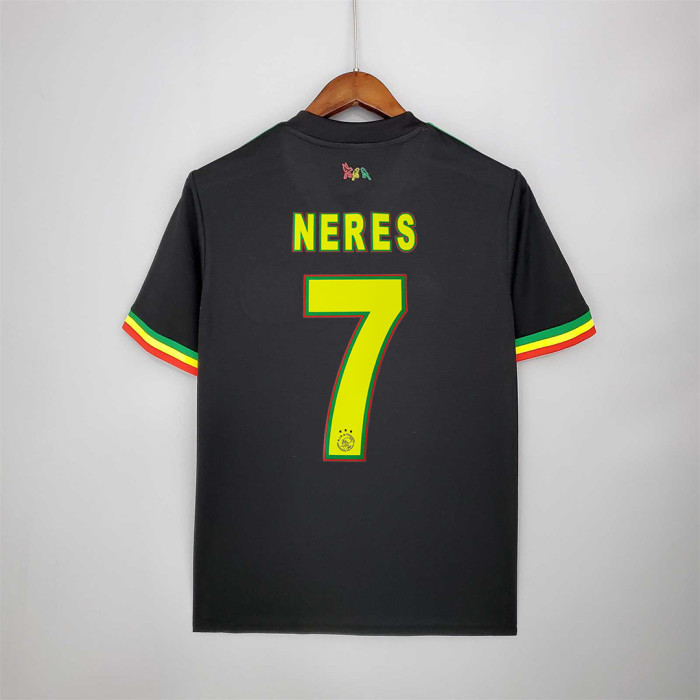 Retro Jersey 2021-2022 Ajax 22 HALLER 4 ALVAREZ 7 NERES 14 CRUYFF 10 TADIC 11 ANTONY 8 GRAVENBERCH Third Away Black Soccer Jersey