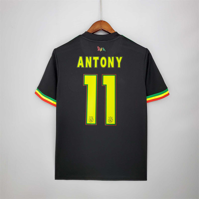 Retro Jersey 2021-2022 Ajax 22 HALLER 4 ALVAREZ 7 NERES 14 CRUYFF 10 TADIC 11 ANTONY 8 GRAVENBERCH Third Away Black Soccer Jersey